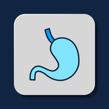 Filled outline Human stomach icon isolated on blue background. Vector.