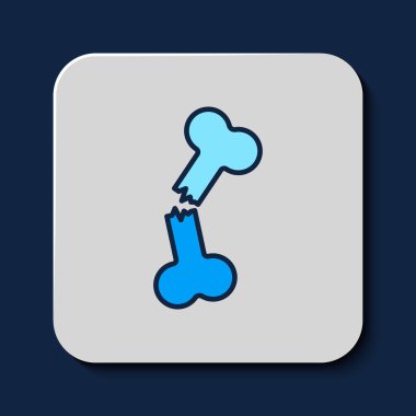Filled outline Human broken bone icon isolated on blue background. Vector.