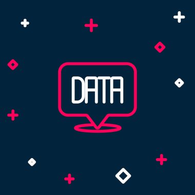 Satır Veri analiz simgesi mavi arkaplanda izole edildi. İş veri analizi süreci, istatistik. Çizelgeler ve diyagramlar. Renkli taslak konsepti. Vektör