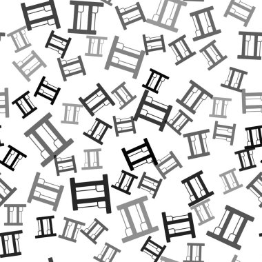 Black Bunk bed icon isolated seamless pattern on white background.  Vector