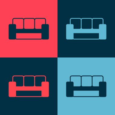 Pop Art Sofa simgesi renk arkaplanında izole edildi. Vektör