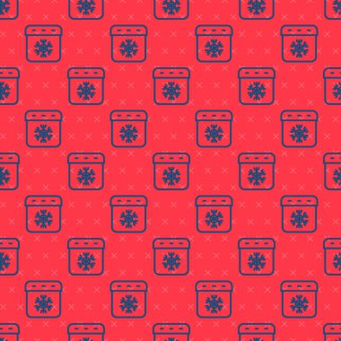 Blue line Calendar winter icon isolated seamless pattern on red background. Event reminder symbol.  Vector