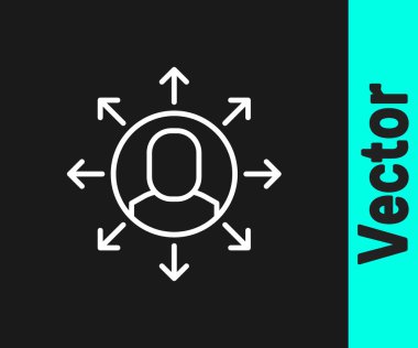 White line Multitasking manager working icon isolated on black background.  Vector