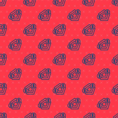 Mavi çizgi Finansal büyüme ikonu kırmızı arka planda izole edilmiş pürüzsüz desen. Gelirleri arttırıyorum. Vektör