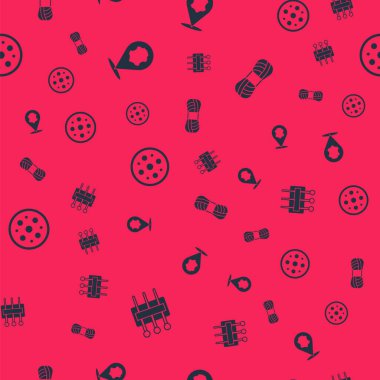 Set Needle for sewing, Leather, Sewing button and Yarn on seamless pattern. Vector