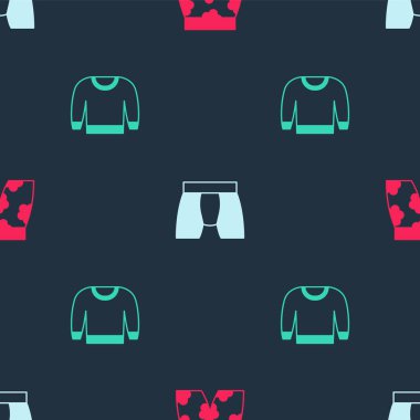 Set Swimming trunks, Men underpants and Sweater on seamless pattern. Vector