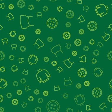 Set line Female crop top, Sweater and Sewing button for clothes on seamless pattern. Vector