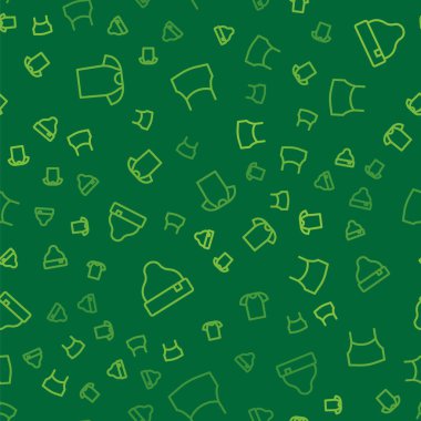 Set line T-shirt, Beanie hat and Female crop top on seamless pattern. Vector