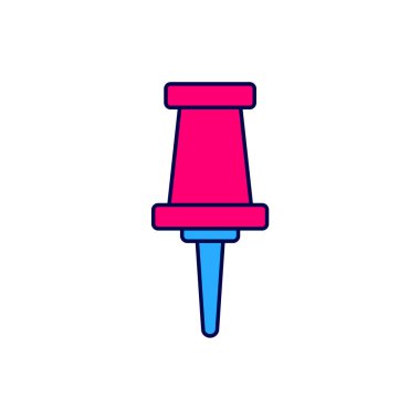 Doldurulmuş outline Push pin simgesi beyaz arkaplanda izole edildi. Raptiye işareti. Vektör.