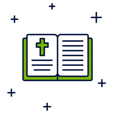 Beyaz arka planda izole edilmiş kutsal kitap ikonu. Vektör.