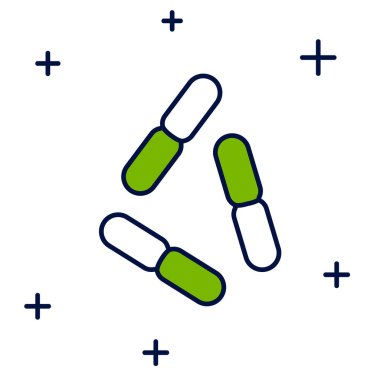 Beyaz arkaplanda izole edilmiş ana hatlı virüs simgesi. Corona virüsü 2019-nCoV. Bakteri ve mikroplar, hücre kanseri, mikrop, mantar. Vektör.
