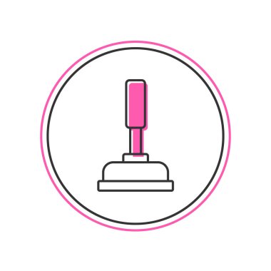 Beyaz arka planda izole edilmiş boru temizleme ikonu için ahşap kabzalı kauçuk pompası ile doldurulmuş. Tuvalet pompası. Vektör.