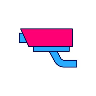 Beyaz arkaplanda izole edilmiş ana hatlı güvenlik kamerası simgesi. Vektör.