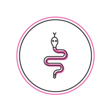 Doldurulmuş ana hatlı Yılan simgesi beyaz arkaplanda izole edildi. Vektör.