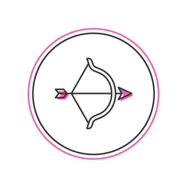 Beyaz arkaplanda yay ve ok simgesi dolduruldu. Aşk tanrısı sembolü. Aşk işareti. Sevgililer günün kutlu olsun. Vektör.