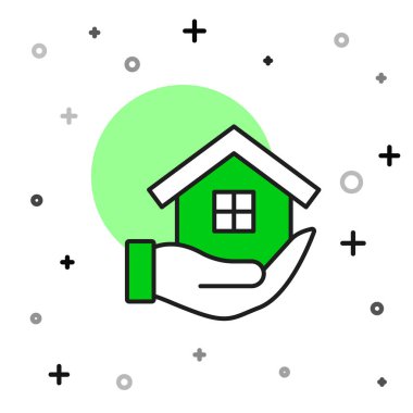 Beyaz arka planda elle doldurulmuş ev simgesi izole edildi. Sigorta konsepti. Güvenlik, güvenlik, koruma, konsept koruma. Vektör.