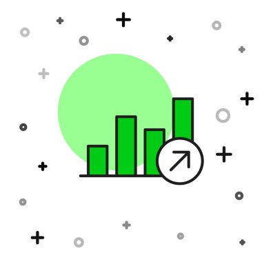 Doldurulmuş finansal büyüme ikonu beyaz arka planda izole edildi. Gelirleri arttırıyorum. Vektör.