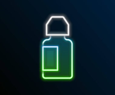 Parlayan neon hattı göz damlası ikonu siyah arka planda izole edildi. Renkli taslak konsepti. Vektör