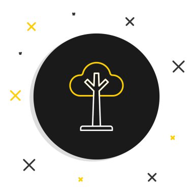 Beyaz arkaplanda çizgi ağacı simgesi izole edildi. Orman sembolü. Renkli taslak konsepti. Vektör