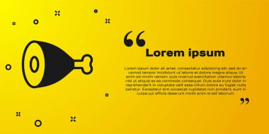 Black Chicken leg icon isolated on yellow background. Chicken drumstick.  Vector