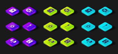 Set Human kidneys, X-ray shots, Emergency phone call, Sperm, Hospital signboard and Clinical record icon. Vector