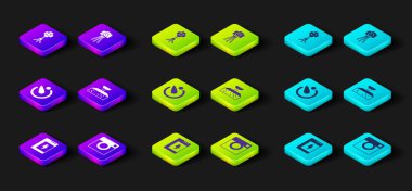 Set Battery for camera, Photo, Camera timer, Softbox light,  and  icon. Vector