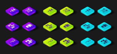 Set Crook, Egyptian house, vase, pharaoh and  icon. Vector