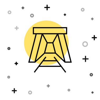 Siyah çizgi Mayın giriş simgesi beyaz arkaplanda izole edildi. Rastgele dinamik şekiller. Vektör