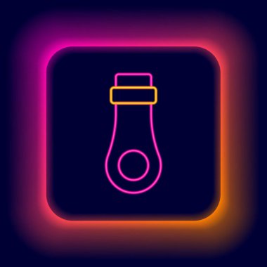 Parlayan neon hattı Zipper simgesi siyah arkaplanda izole edildi. Renkli taslak konsepti. Vektör