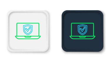 Line Sigorta çevrimiçi simgesi beyaz arkaplanda izole edildi. Güvenlik, güvenlik, koruma, konsept koruma. Renkli taslak konsepti. Vektör