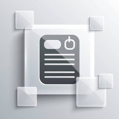 Grey Dossier folder icon isolated on grey background. Square glass panels. Vector.