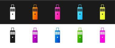 Siyah ve beyaz arkaplanda Vape mod aygıt simgesini izole et. Tüttürme aleti. Buharlaştırıcı Cihaz. Vektör