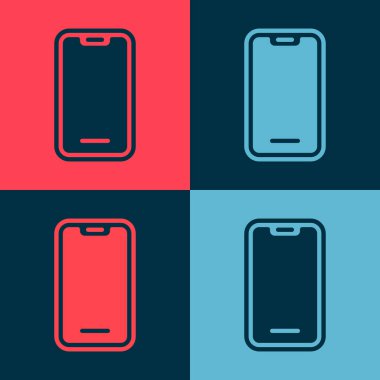 Pop Art Smartphone, renkli arka planda izole edilmiş cep telefonu simgesi. Vektör