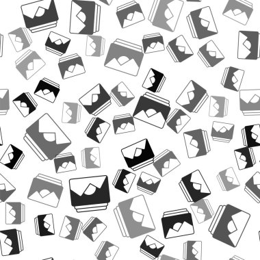 Siyah Fotoğraf çerçeve simgesi beyaz arkaplanda izole edilmiş kusursuz desen. Vintage boş fotoğraf çerçevesi. Vektör