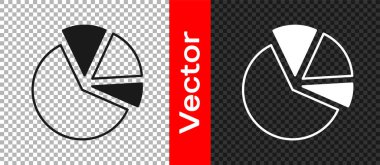 Şeffaf arkaplanda siyah pasta grafiksel simgesi izole edildi. Diyagram çizelgesi. Vektör