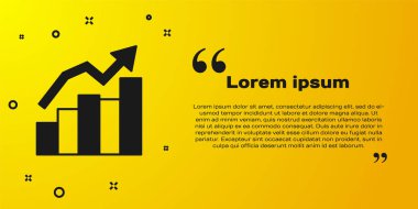 Siyah Finansal büyüme ikonu sarı arka planda izole edildi. Gelirleri arttırıyorum. Vektör