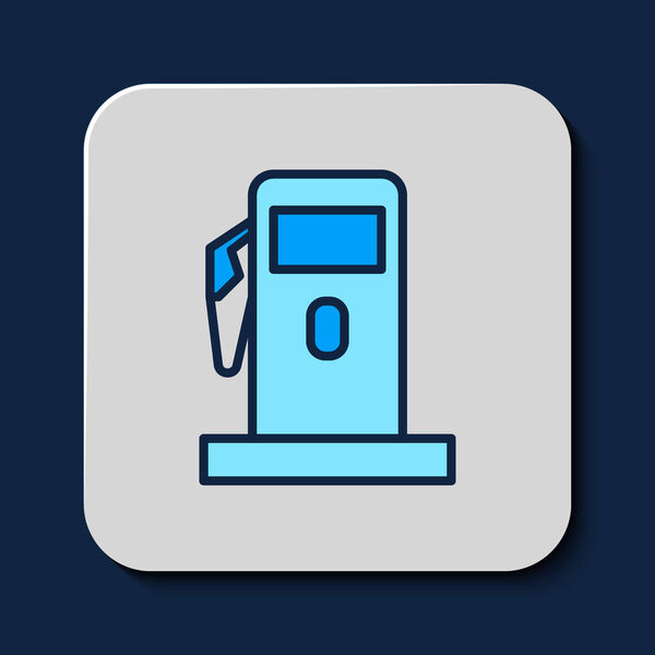 Filled outline Petrol or Gas station icon isolated on blue background. Car fuel symbol. Gasoline pump.  Vector