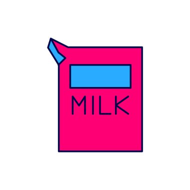 Beyaz arkaplanda izole edilmiş süt ikonu için doldurulmuş kağıt paketi. Süt paketi işareti. Vektör