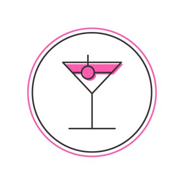 Filled outline Martini glass icon isolated on white background. Cocktail icon. Wine glass icon.  Vector