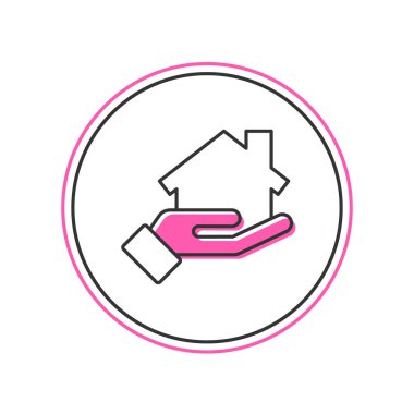 Filled outline Realtor icon isolated on white background. Buying house.  Vector