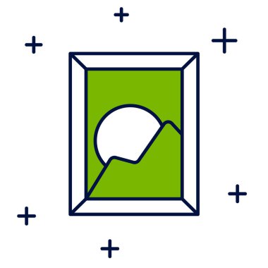 Beyaz arkaplanda izole edilmiş ana hatlı Resim manzara simgesi. Vektör