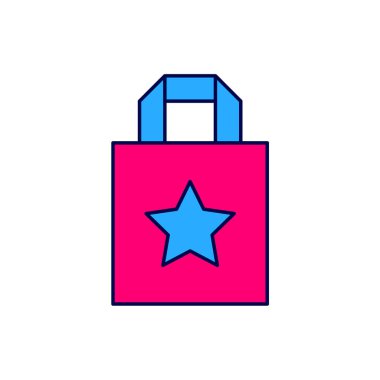 Doldurulmuş kağıt poşet ikonu beyaz arka planda izole edilmiş. Paket işareti. Vektör