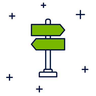 Ana hatlı trafik levhası. Beyaz arkaplanda sinyal simgesi izole edildi. İşaretçi sembolü. İzole sokak bilgi levhası. Yön tabelası. Vektör