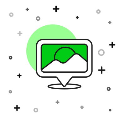 Doldurulmuş Harita iğne simgesi beyaz arkaplanda izole edildi. Navigasyon, işaret, konum, harita, GPS, yön, yer, pusula, arama konsepti. Vektör