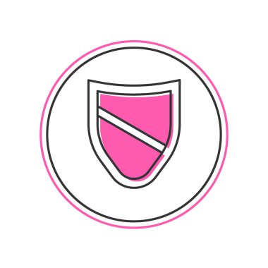 Beyaz arkaplanda izole edilmiş ana hatlı kalkan simgesi. Gardiyan. Güvenlik, güvenlik, koruma, gizlilik kavramı. Vektör