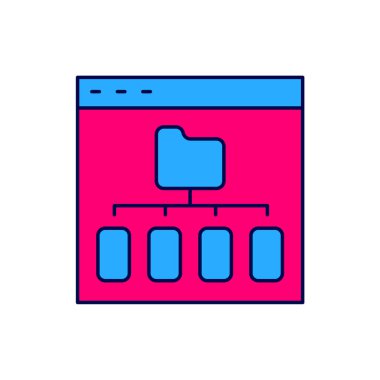 Doldurulmuş ana hatlı Tarayıcı dosya simgesi beyaz arkaplanda izole edildi. Vektör