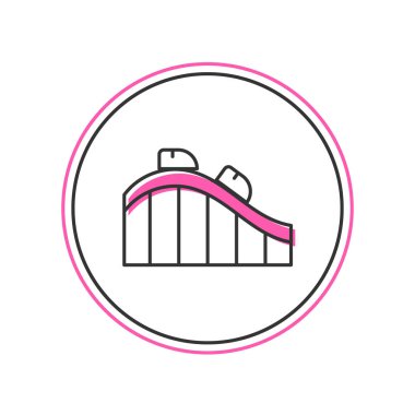 Doldurulmuş Roller coaster simgesi beyaz arkaplanda izole edildi. Eğlence parkı. Çocuklar için eğlence parkı, eğlence parkı. Vektör
