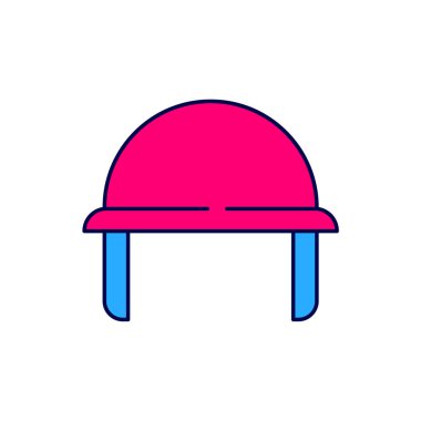 Beyaz arka planda izole edilmiş askeri miğfer simgesi. Ordu şapkasının savunma ve koruma sembolü. Koruyucu şapka. Vektör