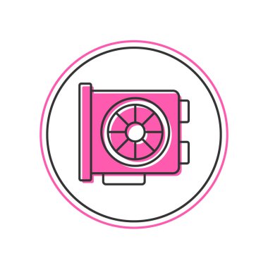 Filled outline Video graphic card icon isolated on white background.  Vector