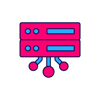 Doldurulmuş sunucu, veri, Web sunucu simgesi beyaz arkaplanda izole edildi. Vektör